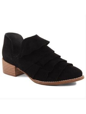 Seychelles Open Mind Bootie Black Suede Ruffle NWOT 7.5